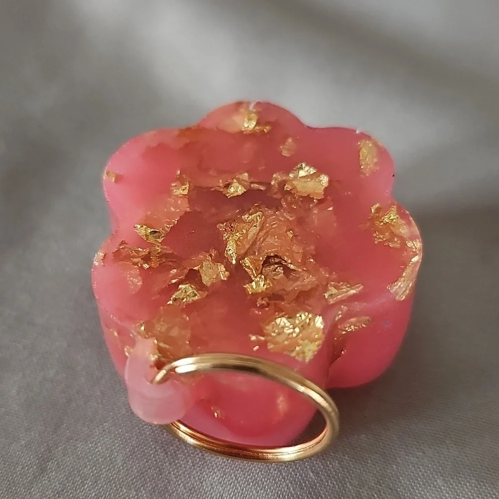Pink and Gold Paw Keychain Charm